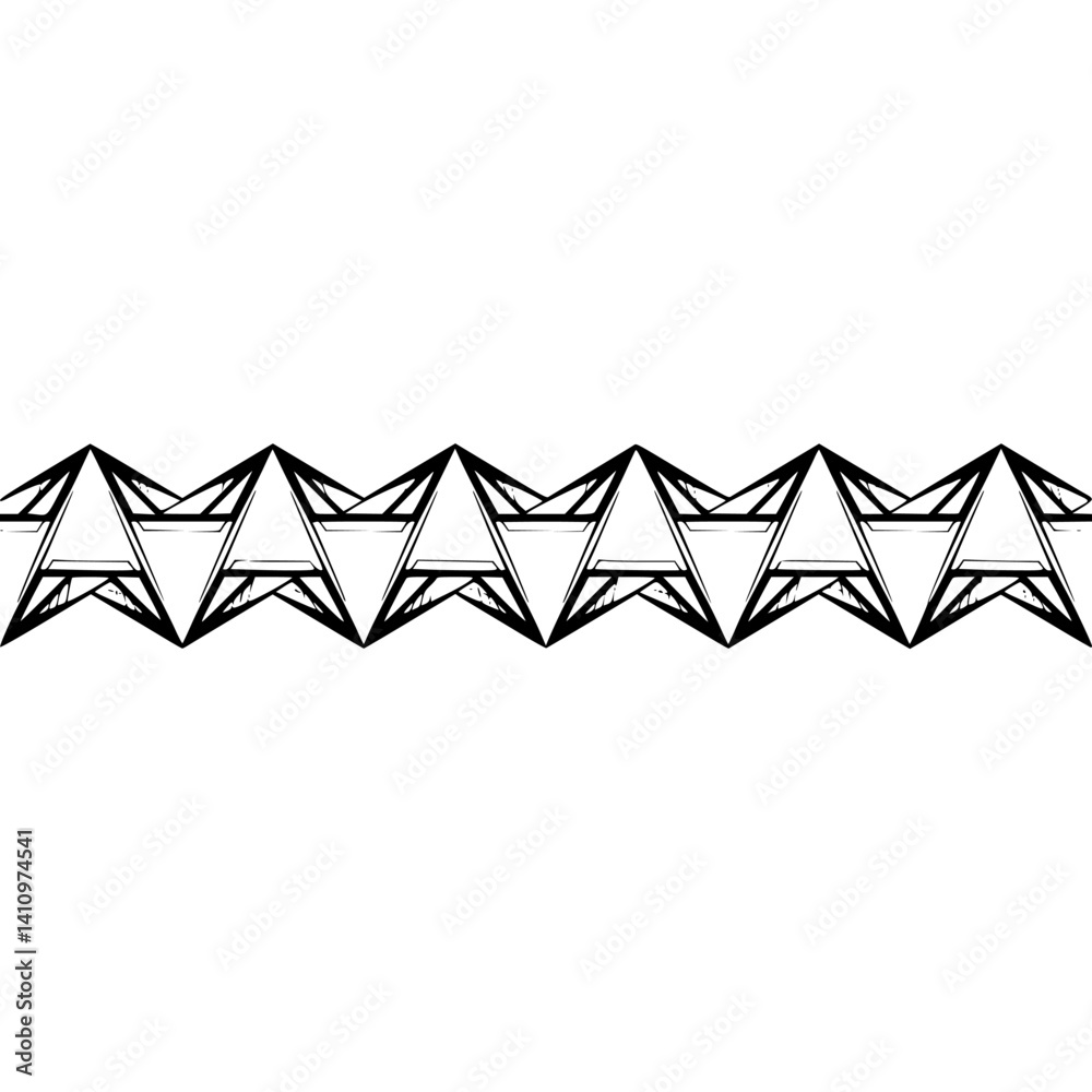 Fototapeta premium Geometric Star Chain in Black and White, Minimalist Design