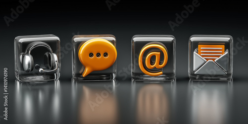 Contact us icons showing communication and customer support