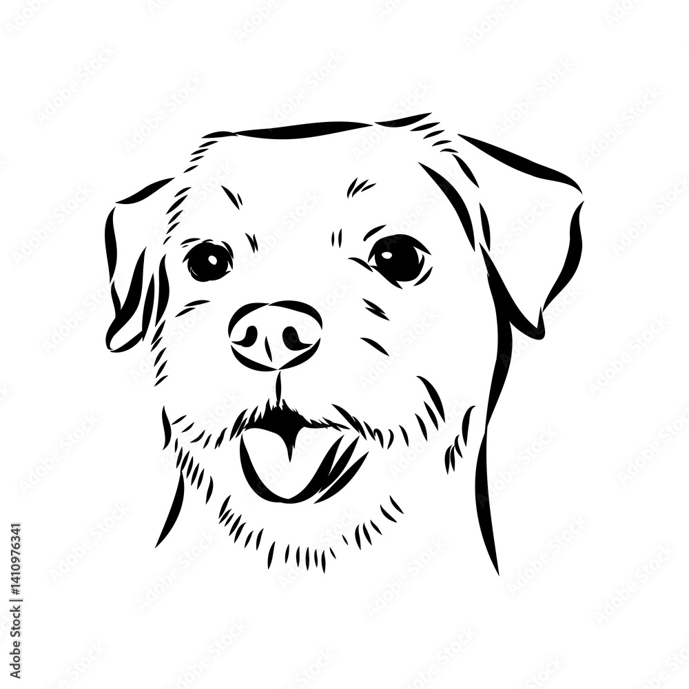 Fototapeta premium Border Terrier, dog head, vector illustration, black color, vector image