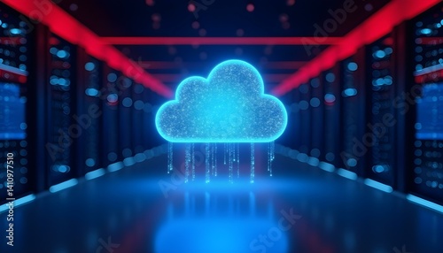 Modern Data Center Server Room Digital Cloud Icon