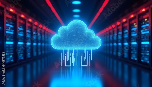 Modern  Digital Cloud Data Center Server Room