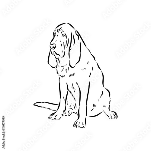 Decorative portrait in profile of dog Bloodhound