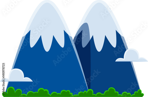 Font, summer travel type, mountain hiking typeface in English alphabet, vector letter M. Summer travel and camping font cartoon letter M in shape of Alp mountain for camping or tourism typeface
