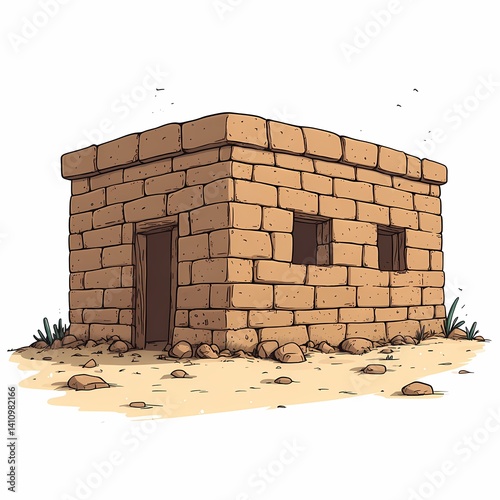 Ancient Stone House Architecture in Middle East Desert: Explore Traditional Wall and Window Structures