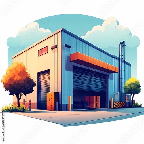 Modern Industrial Warehouse: Efficient Storage Architecture with Loading and Logistics Facility