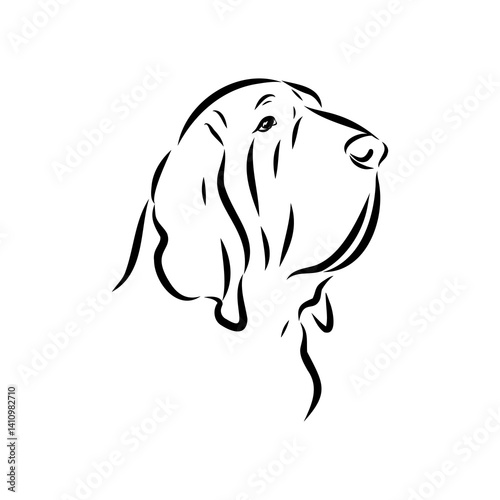 Decorative portrait in profile of dog Bloodhound