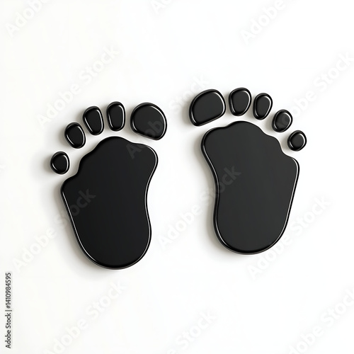 Black Footprint Icon on White Background