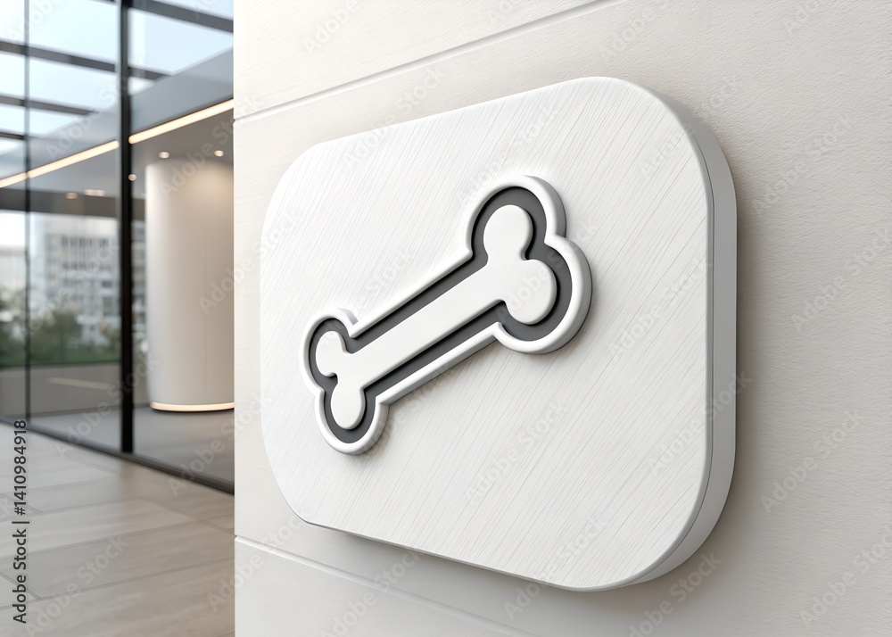 Bone Sign in Elegant Setting: A stylized bone sign, symbol of our beloved pets, is mounted with an elegant, modern interior, reflecting a sense of care and consideration. Bone Sign in Elegant Setting: A stylized bone sign, symbol of our beloved pets, is mounted with an elegant, modern interior, reflecting a sense of care and consideration.