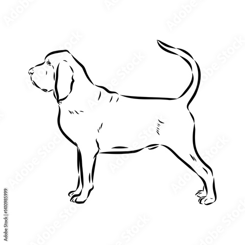 Decorative portrait in profile of dog Bloodhound