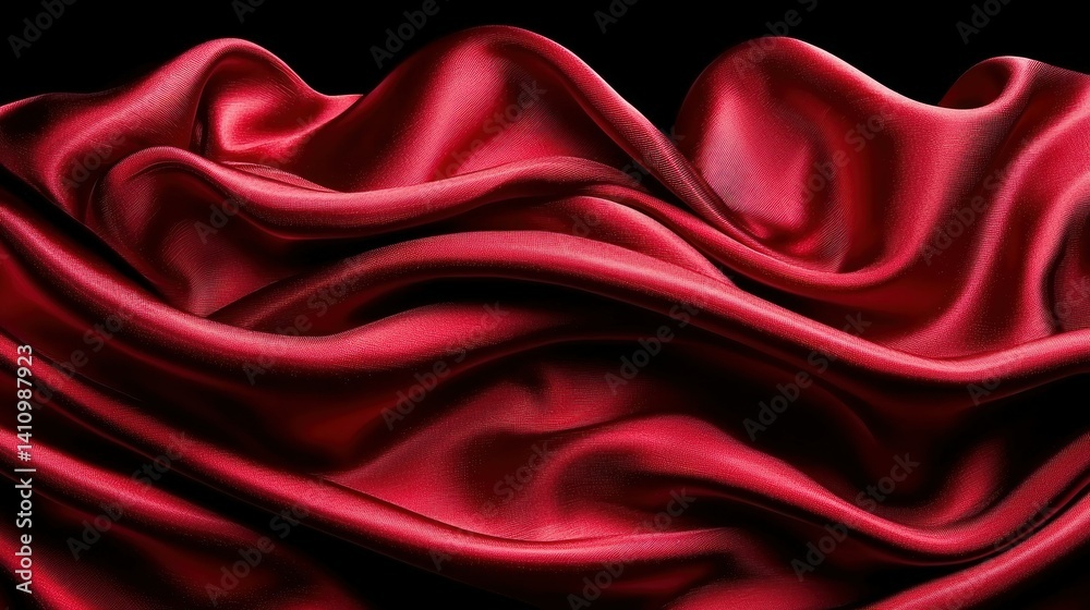 Obraz premium Red silk drapes luxuriously, creating soft curves, shadows, and highlights
