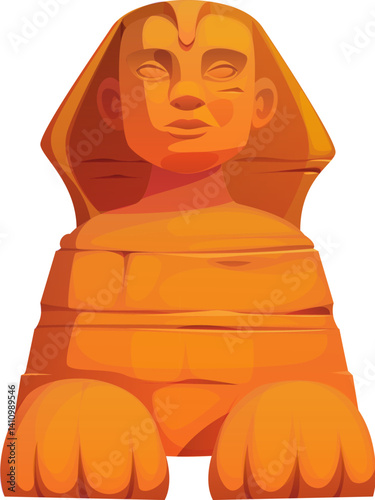Ancient sphinx Egypt game icon, Egyptian treasure asset. Isolated cartoon vector famous stone monument, statue in Giza desert. Tomb, historical sight emphasizing mythical and historical significance