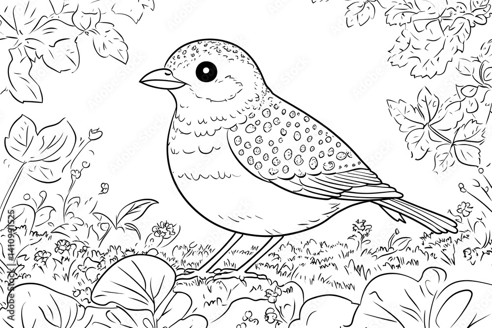 Fototapeta premium Elegant grayscale bird illustration