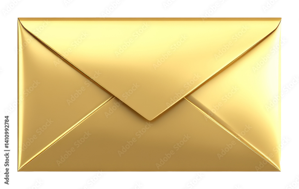 Golden envelope with elegant design on transparent background. Luxury correspondence concept Golden envelope with elegant design on transparent background. Luxury correspondence concept