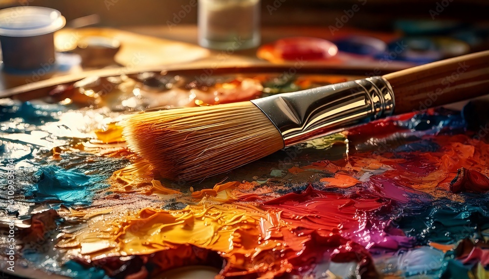 Fototapeta premium Paint brush with brush