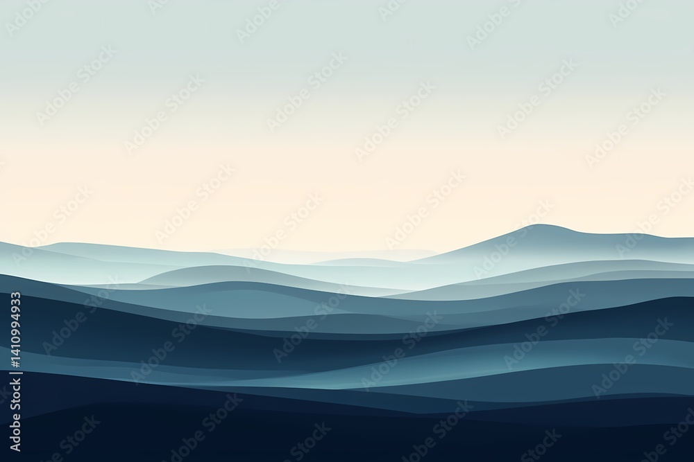 Obraz premium Layered Gradient Mountains. Abstract Landscape Art with Vibrant Blue and Turquoise Tones