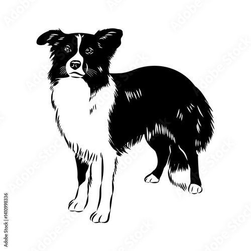 Border Collie Dog Vector isolated on white background, Dog Silhouettes.