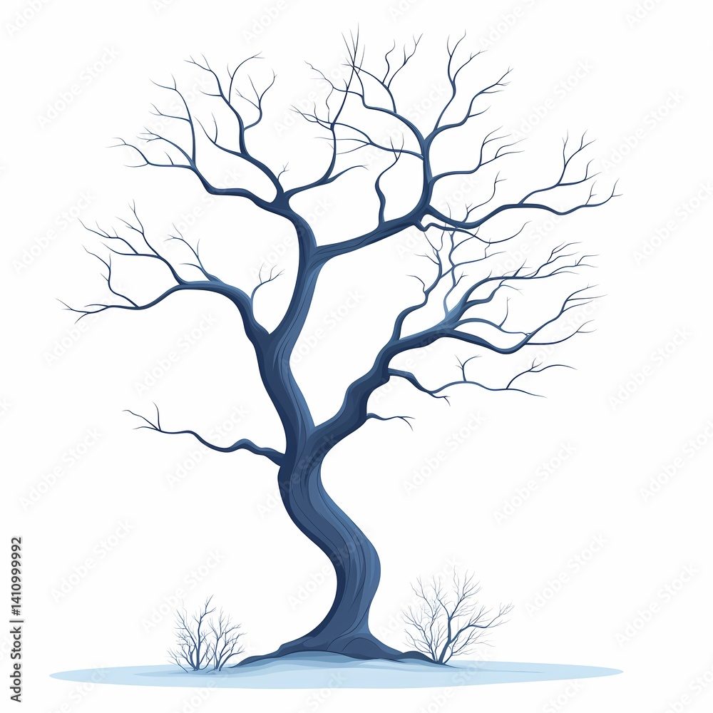 Fototapeta premium Abstract Leafless Tree Illustration - Vector Art of Bare Branches on White Background