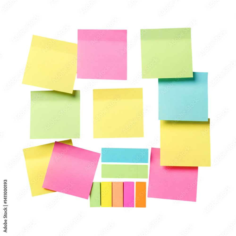 A vibrant explosion of colorful sticky notes, a playful burst of ideas and reminders scattered against a bright white background. A vibrant explosion of colorful sticky notes, a playful burst of ideas and reminders scattered against a bright white background.