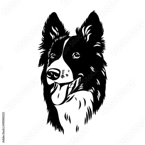 Border Collie Dog Vector isolated on white background, Dog Silhouettes.