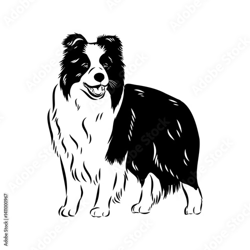 Border Collie Dog Vector isolated on white background, Dog Silhouettes.