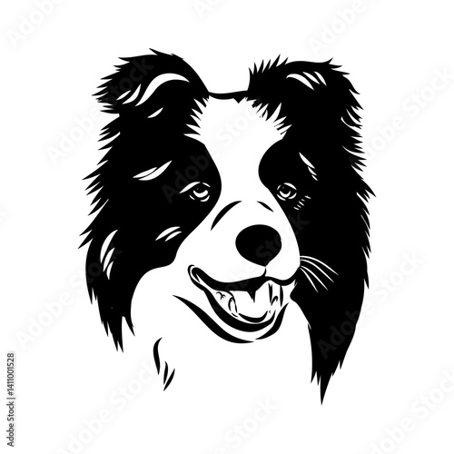 Border Collie Dog Vector isolated on white background, Dog Silhouettes.
