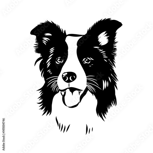 Border Collie Dog Vector isolated on white background, Dog Silhouettes.