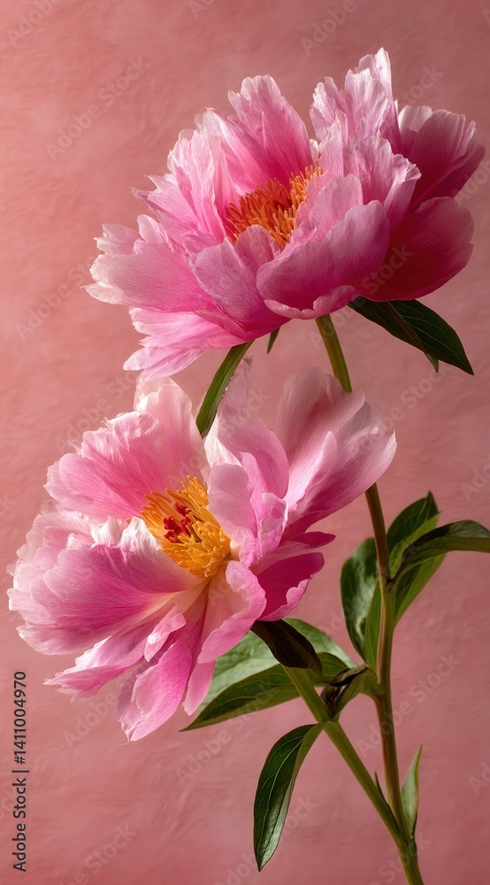 Close-up pink peonies symbolize elegance and prosperity. Ideal for wedding decor, floral art, or luxury branding, they represent renewal