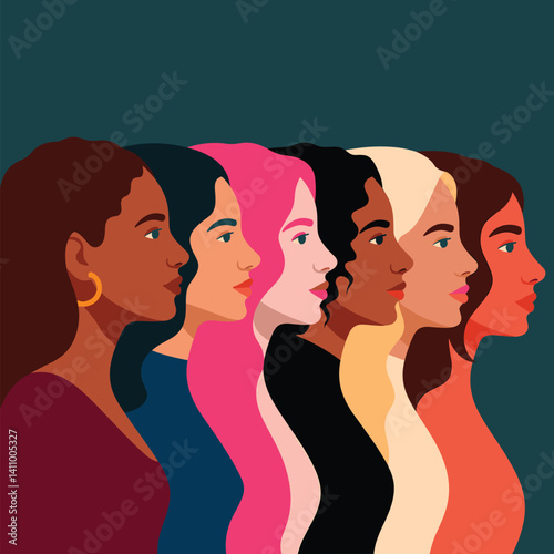 Diverse Women Embracing Unity and Strength in Feminism