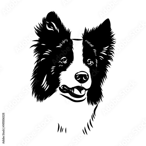 Border Collie Dog Vector isolated on white background, Dog Silhouettes.