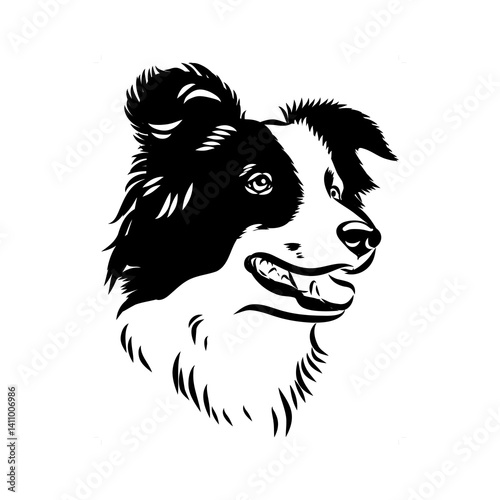 Border Collie Dog Vector isolated on white background, Dog Silhouettes.