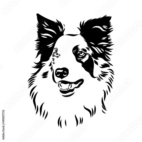 Border Collie Dog Vector isolated on white background, Dog Silhouettes.
