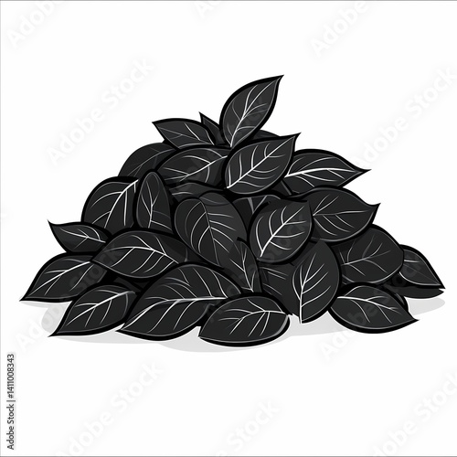 Monochrome Botanical Illustration. Black Leaf Patterns in Contemporary Eco-Friendly Design