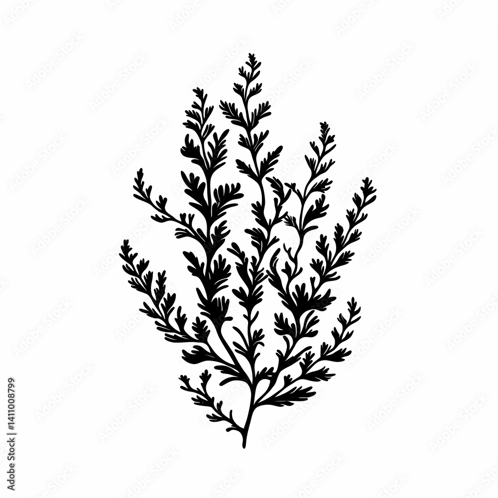 Fototapeta premium Nature-Inspired Botanical Art in Black and White Silhouette. A Modern Twist on Vintage Flora Design