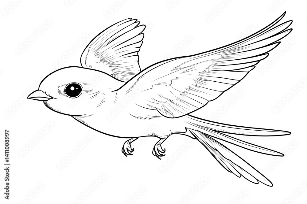 Fototapeta premium Graceful bird in flight sketch