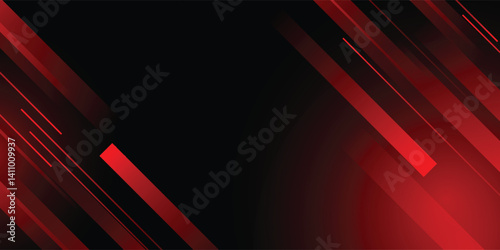 Abstract red and black design background with stroke and shadow effect. Red gradient wallpaper with minimal geometric. Modern and cool background.
