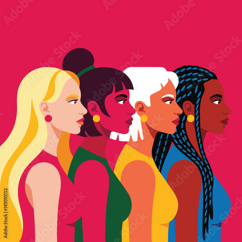 Diverse Women Embracing Unity and Strength in Feminism
