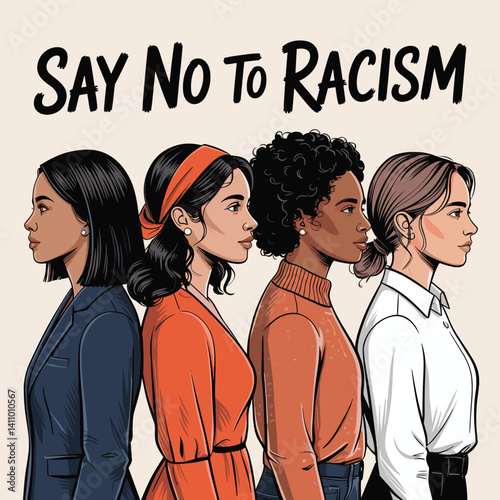 Say No to Racism – Diverse Women Standing Against Discrimination
