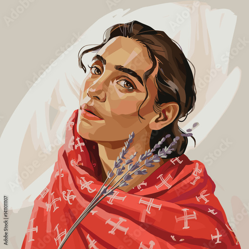 Fashionable Illustration of a Confident Woman with  Bold Style
