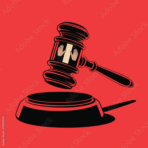 Judgment Day – Gavel and Hands Symbolizing Legal Power and Justice
