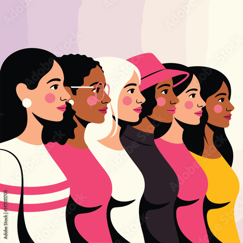 Diverse Women Embracing Unity and Strength in Feminism