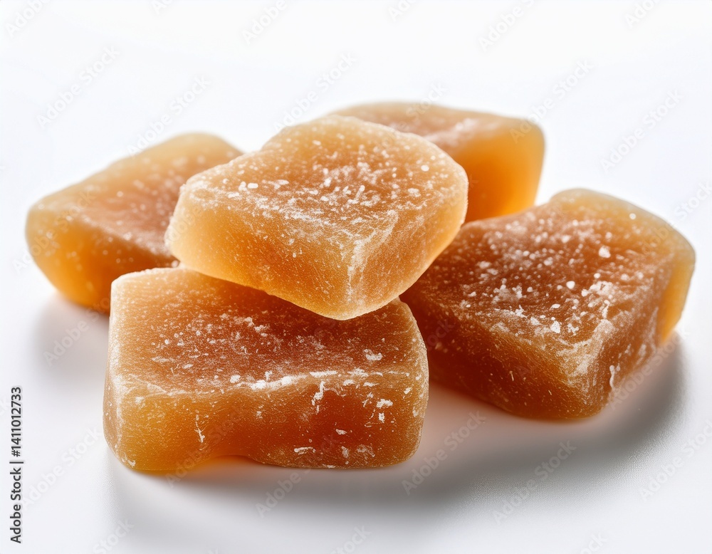 ginger sugar candies, white background ginger sugar candies, white background
