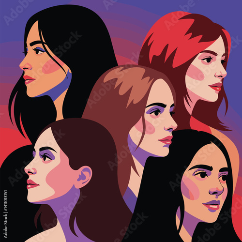 Title: Diverse Women Embracing Unity and Strength in Feminism
