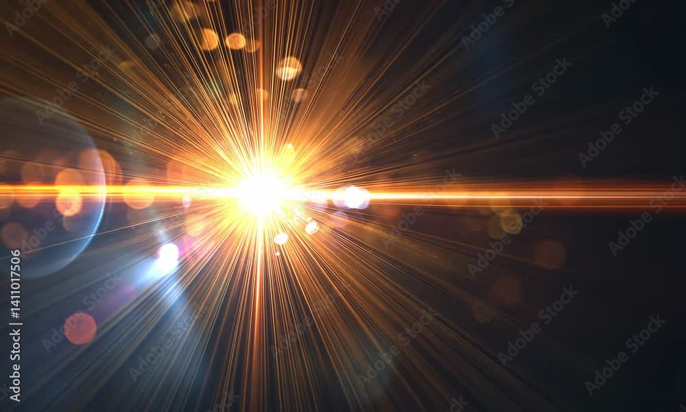 Abstract Golden Light Rays Shining Brightly with Lens Flare Effect Abstract Golden Light Rays Shining Brightly with Lens Flare Effect