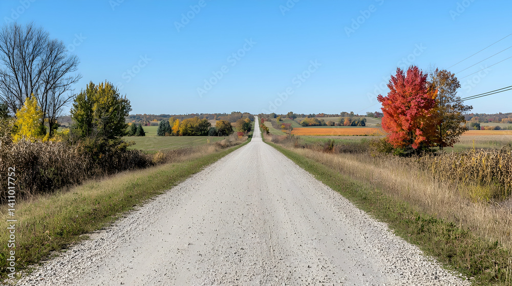 Fototapeta premium Autumn Country Road With Colorful Trees
