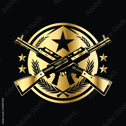 Army Logo Design Set – Combat Emblems of Military Specialists, Artillery Units, Snipers & Infantry Patrols with Weapons Like Rocket Launchers, Rifles & Machine Guns for Badges.
