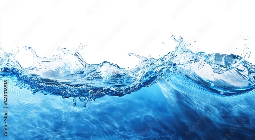 Blue water wave splash isolated on white. Blue water wave splash isolated on white.