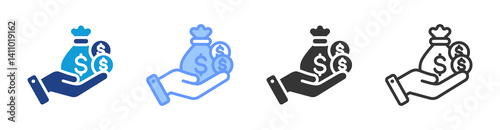 Profit icon set multiple style collection