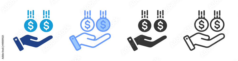 Revenue icon set multiple style collection Revenue icon set multiple style collection