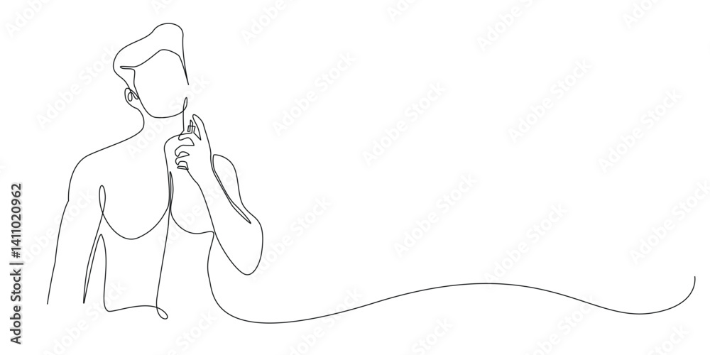 one continuous line drawing of man spraying perfume.symbol of men's perfume product.single line vector illustration one continuous line drawing of man spraying perfume.symbol of men's perfume product.single line vector illustration