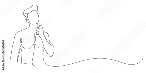 one continuous line drawing of man spraying perfume.symbol of men's perfume product.single line vector illustration